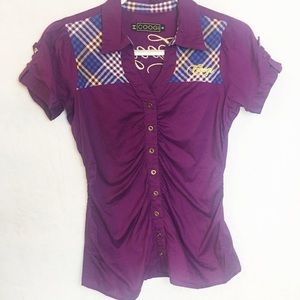 COOGI Australia Med Purple button short sleeve